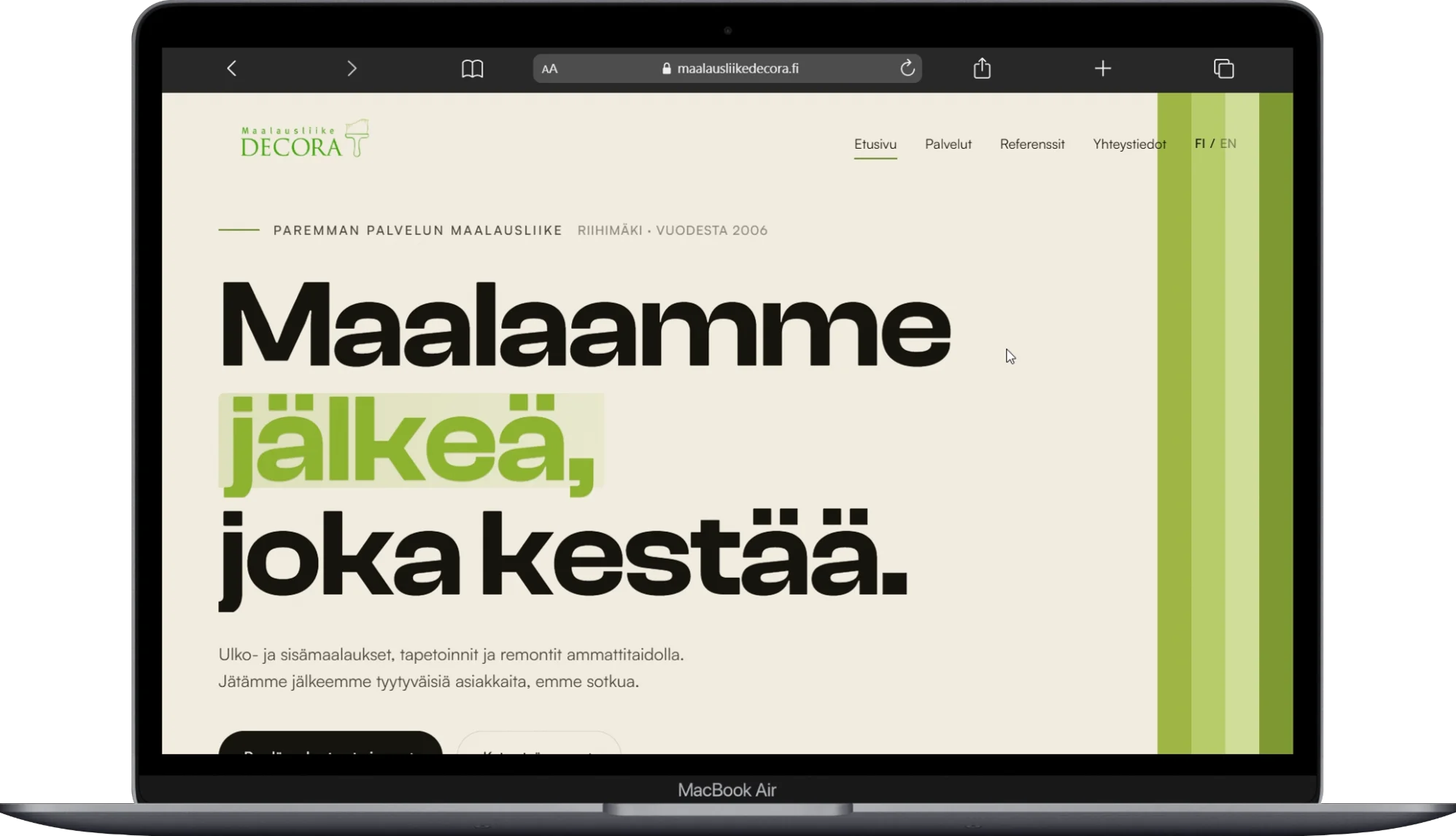Maalausliike Decora verkkosivut